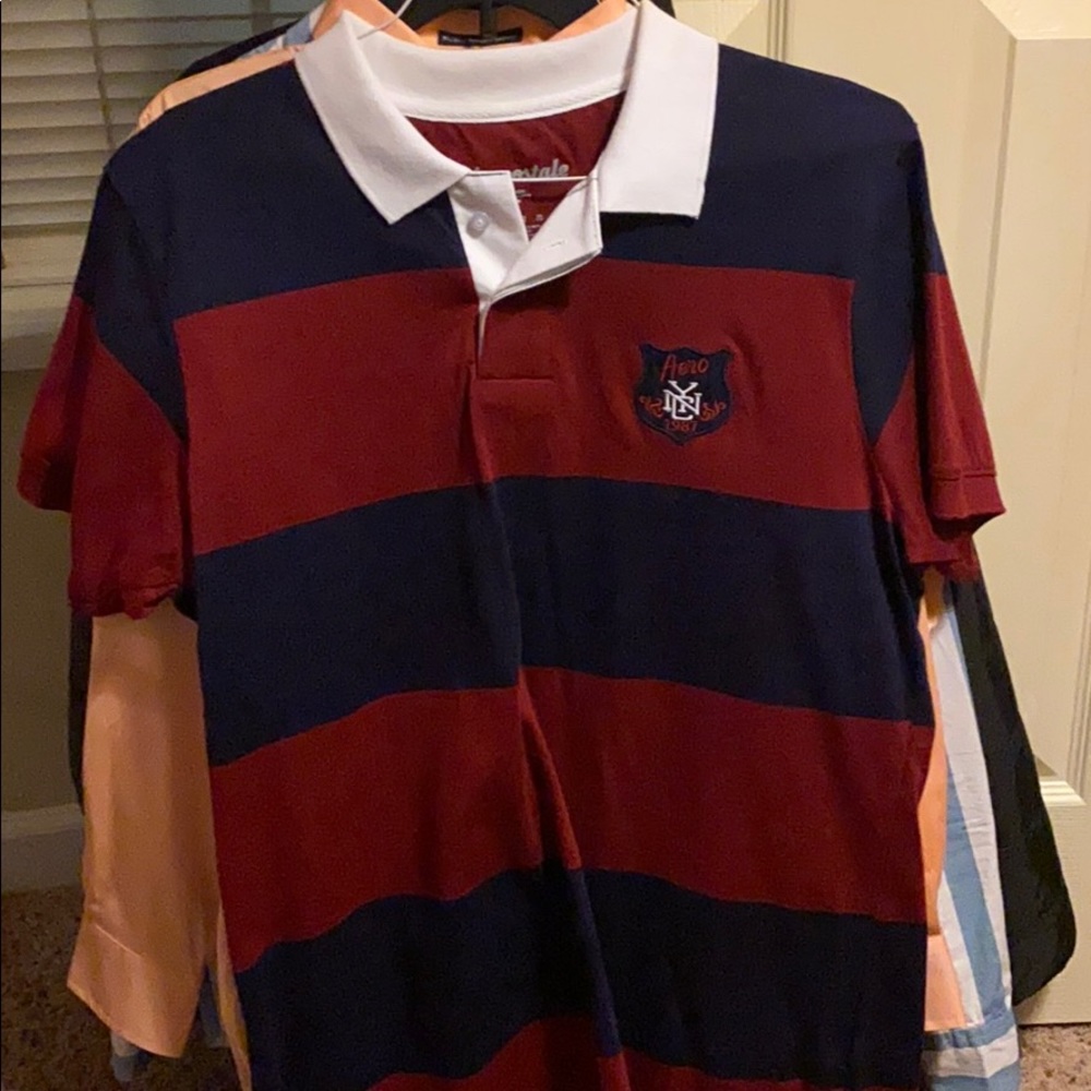 Blue and Red Striped Polo